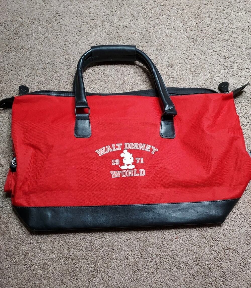 Walt Disney World Red Tote Bag Zip Up 1971 Mickey Mouse Purse Large Tote